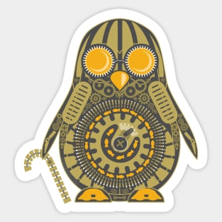 Clockwork Steampunk Penguin with Goldfish Engine and Cane Sticker